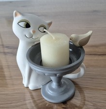 Partylite P91182 Garden Diva | Teelichthalter | Kerzenhalter | Katze & Vogel