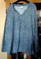 Bluse weiß-graublau  Gr.46  LA  AproductZ