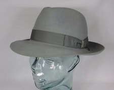 Origi. BORSALINO HUT Qualita Superiore Haarfilz hellgrau Fedora Bogart Hat Neu