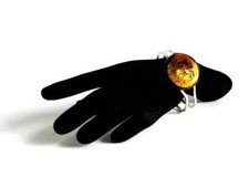 Muranoglas Armspange Armband Scharnier 3cm Glasstein cognac gold handgefertigt