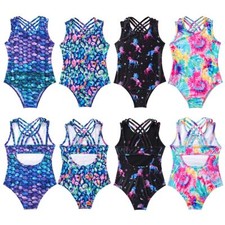 Kinder Mädchen Bademode Backless Beachwear Mermaid Badeanzug Gymnastik Bikini`