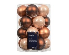 20 Weihnachtskugeln Glas 6cm matt & glänzend Christbaumkugeln Braun Perle Mix
