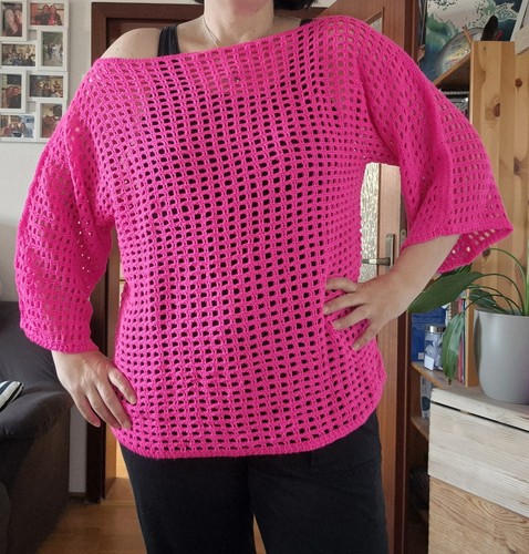 Handgehäkeltes netzshirt - netzshirt, in