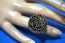 Modeschmuck handgemachter Unikat Ring Rose aus Aludraht + Vintage Knopf