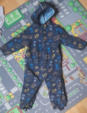 Softshelloverall  , mit Kapuze  , dunkelblau mit  Waldtieren , Gr. 80/86  , 