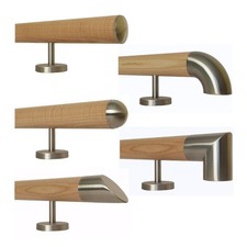Handlauf Esche Ø 42mm gerade Stützen Geländer Edelstahl Halter Wand Treppe Läufe
