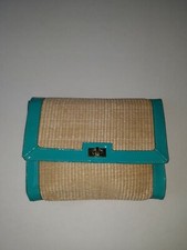 *H&M*TASCHE*Clutchtasche*Strohtasche*türkis/beige*NEU*