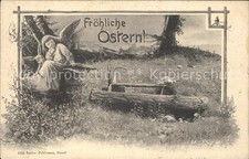 Ostern Easter Paques Engel Hase Holztrog 