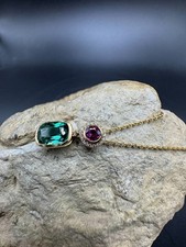 Anhänger 585 Gold 14 Karat Gelbgold mit Rubin, Turmalin & Brillanten + Kette