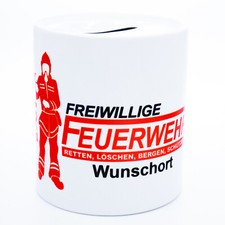 Freiwillige Feuerwehr Spardose mit Namen Ort personalisiert Geschenk Ausrüstung