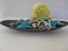 Deko Schale Oval Grau/Schwarz Schieferoptik Pflanzschale Obstschale mit Deko