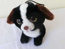 Plüschtier Hund schwarz, weiß, braun, 15 cm groß