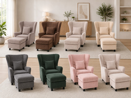 Ohrensessel sessel inkl hocker - sessel,