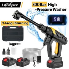 300Bar Akku Hochdruckreiniger Auto Mobiler Druckreiniger Spritzpistole 21V DHL