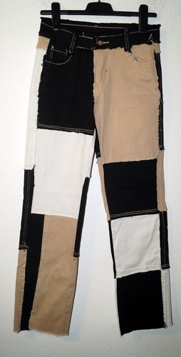 Schwarz braune patchworkhose - schwarz,