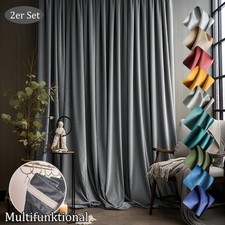 2X Luxus Verdunkelungsvorhänge Samtvorhang Blickdicht Thermo Gardinen Wohnzimmer