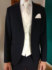 Wilvorst Weste, Plastron & Einstecktuch, Ivory, Hochzeit Herren Anzug Gr 94 Slim