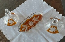 Frisiertisch Garnitur, Kristallglas, dreiteilig, Antik