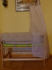 Beistellbett Roba, Kinderbank, Babybett, Babywiege mit Matratze u. Betthimmel#KG