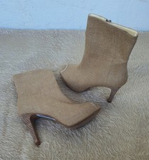 Stiefeletten High Heels Ankle Boots Peep Toes beige Gr. 35 36 39 41 Kord Sandale