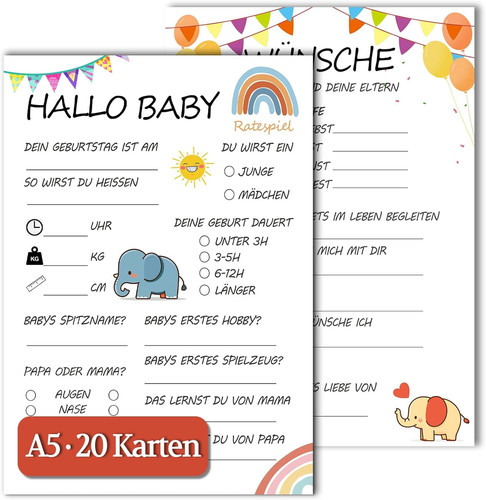 Babyparty spiele karten a5 - babyparty,