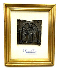 Bronze Tafel Verona Kirchen Portal Bildnis signiert Carlini 80 gerahmt 31x26cm