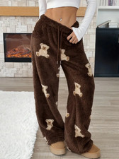 Kuschelige Freizeithosen Kuschelhosen mit Teddy Muster Herbst Winter Mode
