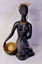 Gips Figur Afrikanerin mit Schale Akt  50er  geringe Mängel wie Bilder  28,5 cm