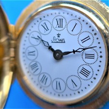 hübsche STOWA Anhänger DAMEN UHR, vergoldet, Schweizer Uhrwerk, gute Funktion