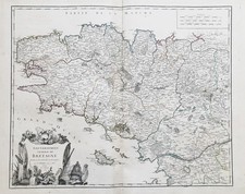 Bretagne Le Palais Rennes Quiberon France carte Karte map Kupferstich Vaugondy