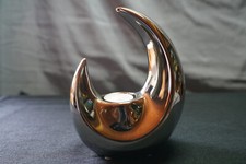 Teelicht Kerzenhalter Mond Keramik silber 