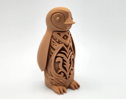 Holzoptik pinguin totem deko - pinguin,