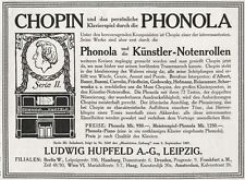 Klavier Phonola & Chopin Reklame 1907 selbstspielendes Piano Musikrolle Hupfeld