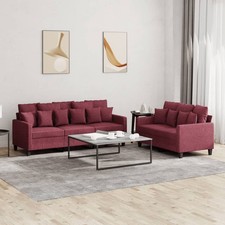 Sofagarnitur mit Kissen Wohnzimmer Stoff Sofa Couch Set Relaxsofa Polstersofa