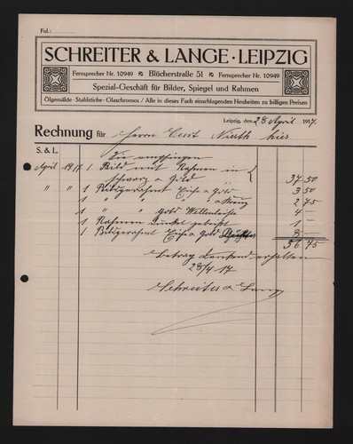 Leipzig rechnung 1917 - leipzig,,