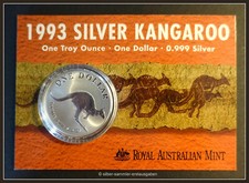 ERSTAUSGABE - Australien 1993 - Känguru / Kangaroo - 1 oz Silber im orig Blister