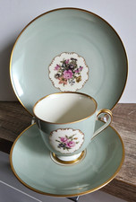 3tlg. Porzellan Kaffeegedeck -Alt Fürstenberg Fürstin Medaillon grün xx