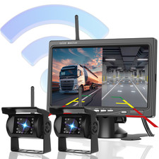 7" LCD Monitor Rückfahrkamera Set + 2 x FUNK Kabellos Rückseiten Kamera Bus LKW
