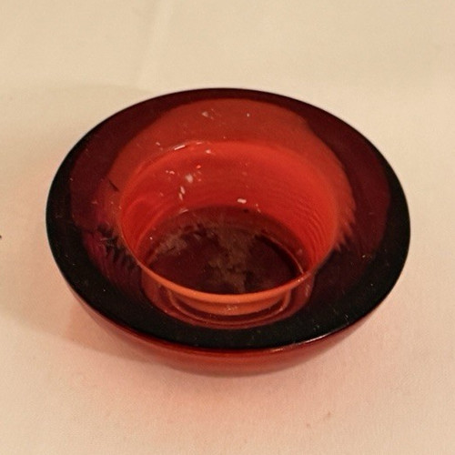 Teelichthalter glas rot rund - teelichthalter,