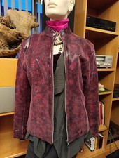 Jacke echtes Leder AKASO Moda Pelle lila Lack international Taschen Vintage