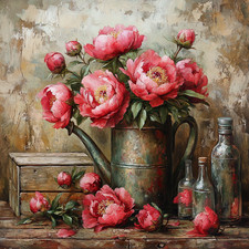 Wandbild Pfingstrosen