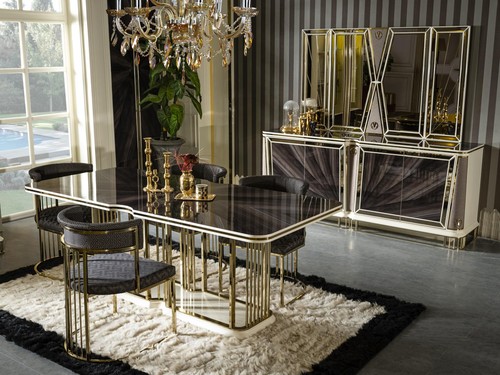 Esszimmer set gold stühle - esszimmer,