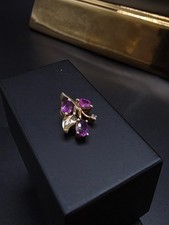 Anhänger 585 GOLD 14 Karat Gelbgold zeitlos Diamant Brillant Rubin