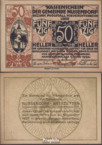 Banknoten nussendorf 1920 - banknoten,