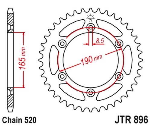 Hinterrad sprocket 896 für - jt,
