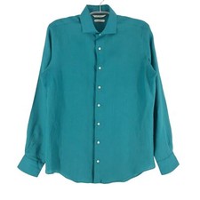 SUITSUPPLY Reines Leinen Blaues Formelles Slim Fit Hemd Größe 39/40