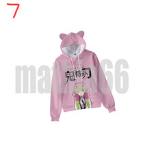 Demon Slayer Frauen Kapuzenpullover mit Katzenohren Sweatshirt Hoodie