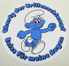 Werbe-Aufkleber Charly der Brillen Schlumpf Optiker Zeiss Schlümpfe Smurfs 80er