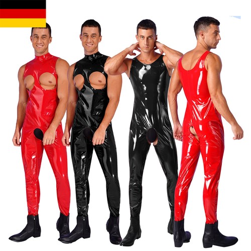 Herren wetllook bodysuit - de,