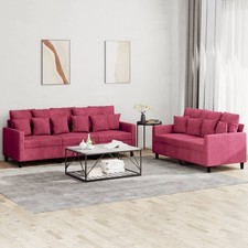 2-tlg./3-tlg. Sofagarnitur mit Kissen Samt Loungesofa Relaxsofa Wohnzimmer Sofa